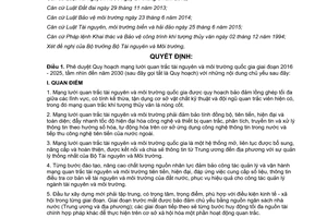 Quyết định 90/QĐ-TTg quy hoạch mạng lưới quan trắc tài nguyên môi trường quốc gia 2016