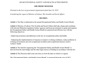 Decision 87/QD-TTg Occupational Safety Health Action Month