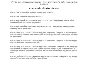 Quyết định 02/2016/QĐ-UBND quy định quản lý tài nguyên nước Đắk Lắk