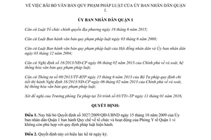 Quyết định 37/QĐ-UBND bãi bỏ quy chế tổ chức hoạt động của phòng y tế quận 1 Hồ Chí Minh 2016