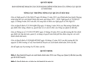 Quyết định 01/QĐ-TCQLĐĐ kế hoạch cải cách hành chính năm 2016