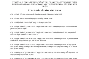 Quyết định 01/2016/QĐ-UBND phí thẩm định báo cáo đánh giá tác động môi trường Bình Thuận