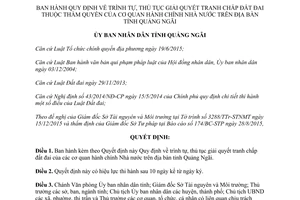Quyết định 01/2016/QĐ-UBND trình tự thủ tục giải quyết tranh chấp đất đai Quảng Ngãi