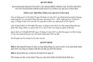 Quyết định 02/QĐ-TCQLĐĐ kế hoạch tổ chức hoạt động thông tin tuyên truyền cải cách hành chính 2016