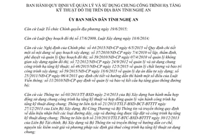 Quyết định 07/2016/QĐ-UBND quản lý sử dụng chung công trình hạ tầng kỹ thuật đô thị Nghệ An