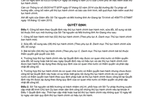 Quyết định 71/QĐ-UBND thủ tục hành chính lĩnh vực môi trường Sở Tài nguyên Môi trường An Giang