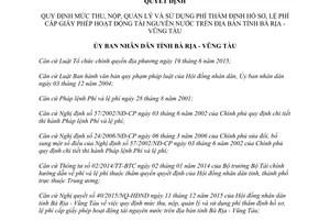 Quyết định 01/2016/QĐ-UBND phí thẩm định hồ sơ cấp giấy phép hoạt động tài nguyên nước Bà Rịa Vũng Tàu