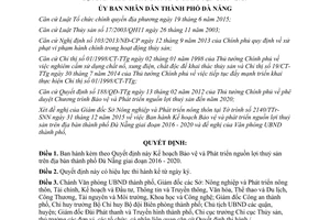 Quyết định 264/QĐ-UBND kế hoạch bảo vệ phát triển nguồn lợi thuỷ sản Đà Nẵng 2016 2020