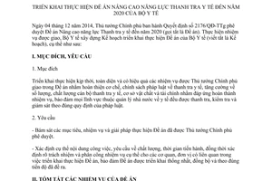 Kế hoạch 25/KH-BYT thực hiện Đề án Nâng cao năng lực Thanh tra y tế đến năm 2020 2016