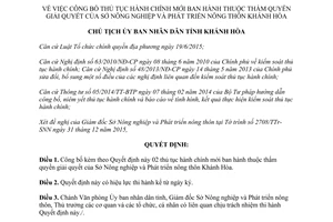 Quyết định 83/QĐ-UBND thủ tục hành chính của Sở Nông nghiệp Phát triển nông thôn Khánh Hòa