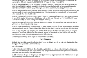 Quyết định 18/QĐ-STC bảng giá tối thiểu tính lệ phí trước bạ xe ô tô xe máy Cao Bằng 2016