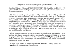 Công văn 147/HCM-PTH liên quan đến tính số dư bảo lãnh do Ngân hàng Nhà nước Chi nhánh Hồ Chí Minh