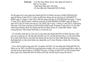 Công văn 148/TTg-KTN điều chỉnh dự án đường sắt đô thị Bến Thành Tham Lương