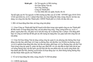 Công văn 416/UBND-TNMT xử lý vi phạm khai thác cát Hà Nội