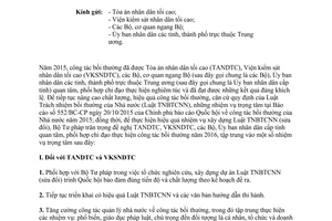 Công văn 264/BTP-BTNN phối hợp triển khai nhiệm vụ trọng tâm về công tác bồi thường 2016