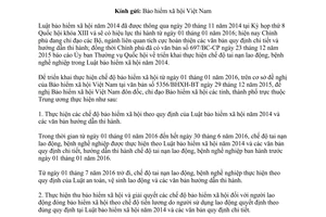 Công văn 26/LĐTBXH-BHXH 2015 thực hiện Luật bảo hiểm xã hội năm 2014