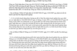 Công văn 23/TCT-TTr ưu đãi thuế thu nhập doanh nghiệp phần thu nhập tăng thêm từ đầu tư mở rộng 2016