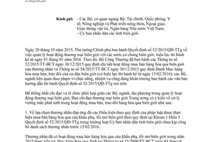 Công văn 107/BCĐ-TMBG 2016 quản lý hoạt động thương mại biên giới với các nước có chung biên giới