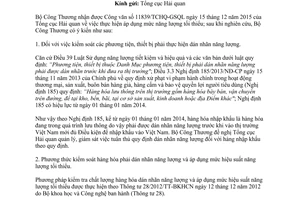 Công văn 306/BCT-TCNL áp dụng mức hiệu suất năng lượng tối thiểu