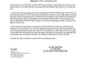 Công văn 203/BNV-TCPCP thành lập hội công chứng viên Quảng Ninh 2016