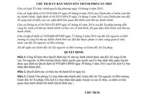 Quyết định 382/QĐ-UBND công bố thủ tục hành chính Ủy ban nhân dân quận huyện Cần Thơ 2016