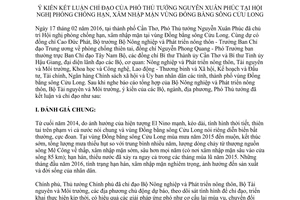 Thông báo 35/TB-VPCP kết luận chỉ đạo chống hạn xâm nhập mặn tại vùng đồng bằng sông Cửu Long 2016