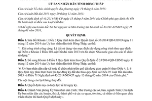 Quyết định 11/2016/QĐ-UBND sửa đổi 33/2014/QĐ-UBND Đồng Tháp