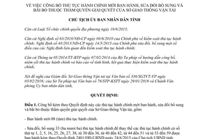 Quyết định 454/QĐ-UBND thủ tục mới sửa đổi bổ sung bãi bỏ thuộc thẩm quyền sở giao thông Hà Tĩnh 2016