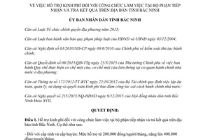 Quyết định 03/2016/QĐ-UBND hỗ trợ kinh phí công chức bộ phận tiếp nhận trả kết quả Bắc Ninh 2016