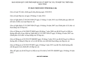 Quyết định 05/2016/QĐ-UBND Quy chế phối hợp quản lý Hợp tác xã Tổ hợp tác Đắk Lắk