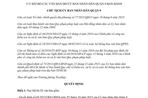 Quyết định 89/QĐ-UBND bãi bỏ văn bản do Ủy ban nhân dân Quận 9 Hồ Chí Minh 2016