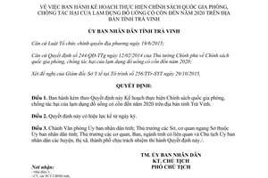Quyết định 352/QĐ-UBND chống tác hại lạm dụng đồ uống có cồn đến 2020 Trà Vinh 2016