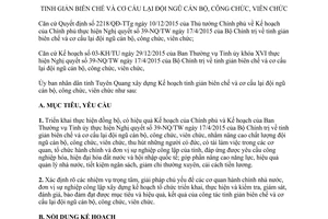 Kế hoạch 15/KH-UBND tinh giản biên chế cơ cấu lại đội ngũ cán bộ công viên chức Tuyên Quang 2016