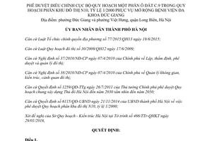 Quyết định 906/QĐ-UBND đều chỉnh quy hoạch ô đất C.9 đô thị N10 bệnh viện Đức Giang Hà Nội 2016