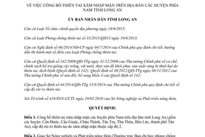 Quyết định 640/QĐ-UBND công bố thiên tai xâm nhập mặn các huyện phía nam Long An 2016