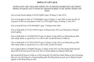 Thông tư liên tịch 01/2016/TTLT-BKHĐT-BTC trao đổi thông tin doanh nghiệp hệ thống thông tin quốc gia