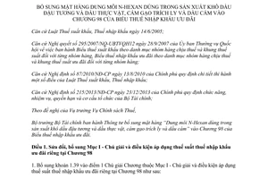 Thông tư 31/2016/TT-BTC bổ sung mặt hàng dung môi N-Hexan chương 98 của biểu thuế nhập khẩu ưu đãi