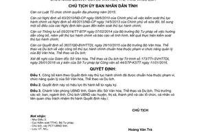 Quyết định 433/QĐ-UBND thủ tục hành chính chuẩn hóa sở văn hóa thể thao du lịch Phú Yên 2016