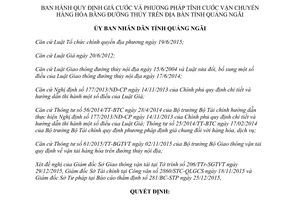 Quyết định 10/2016/QĐ-UBND giá cước phương pháp tính cước vận chuyển bằng đường thủy Quảng Ngãi