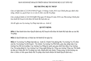 Quyết định 276/QĐ-BTP kế hoạch triển khai thi hành bộ luật dân sự 2016