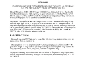 Kế hoạch 24/KH-SVHTTDL ứng dụng công nghệ thông tin quản lý điều hành Sở Văn hóa Bắc Giang 2016