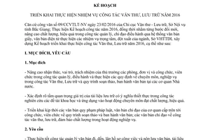 Kế hoạch 25/KH-SVHTTDL nhiệm vụ công tác văn thư lưu trữ Bắc Giang 2016