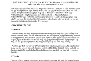 Kế hoạch 17/KH-UBND 2016 thực hiện kiểm tra rà soát văn bản quy phạm pháp luật Nam Định