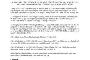 Văn bản 01/VBHN-BYT hợp nhất cấp chứng chỉ hành nghề giấy phép hoạt động cơ sở khám chữa bệnh 2016