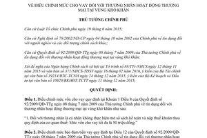 Quyết định 307/QĐ-TTg điều chỉnh mức cho vay thương nhân vùng khó khăn 2016