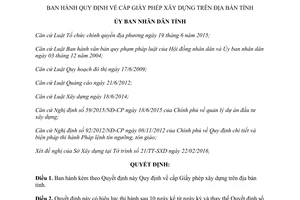 Quyết định 19/2016/QĐ-UBND quy định cấp Giấy phép xây dựng Bình Định