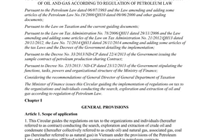 Circular No. 36/2016/TT-BTC tax conducting the search exploration extraction oil gas