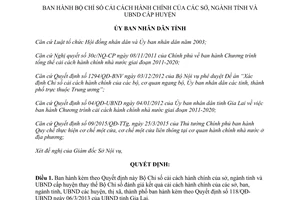 Quyết định 108/QĐ-UBND bộ chỉ số cải cách hành chính sở ngành tỉnh ủy ban cấp huyện Gia Lai 2016