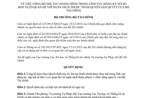 Quyết định 336/QĐ-BTC thủ tục hành chính đăng ký mã số đơn vị có quan hệ với ngân sách 2016