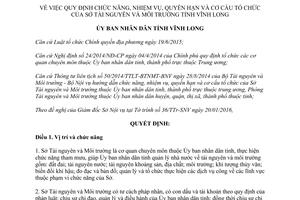 Quyết định 05/2016/QĐ-UBND cơ cấu tổ chức Sở Tài nguyên và Môi trường Vĩnh Long 2016